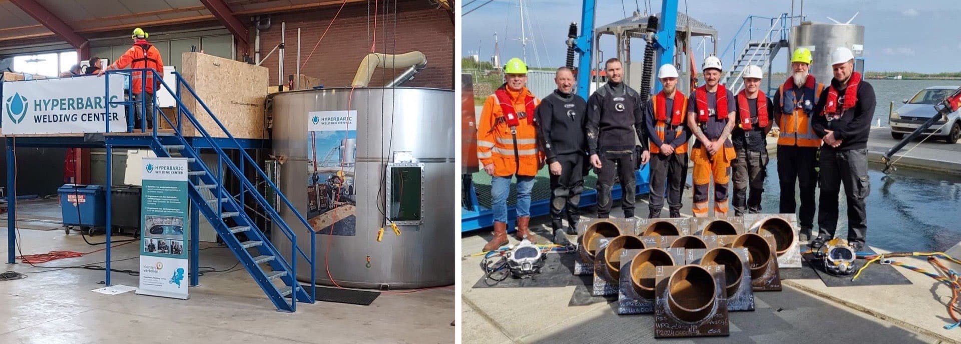 Unterwasserschweißer bei der Arbeit während der Ausbildung
